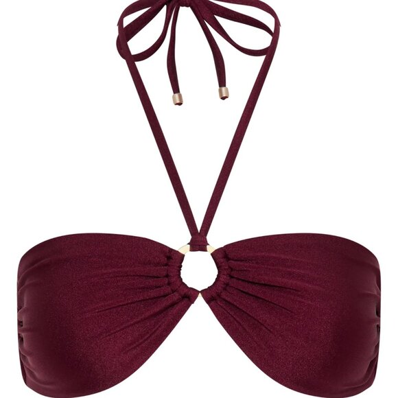 White Sands Swimwear Mia Bandeau Bikini Top Merlot Size M NWT - Picture 1 of 6